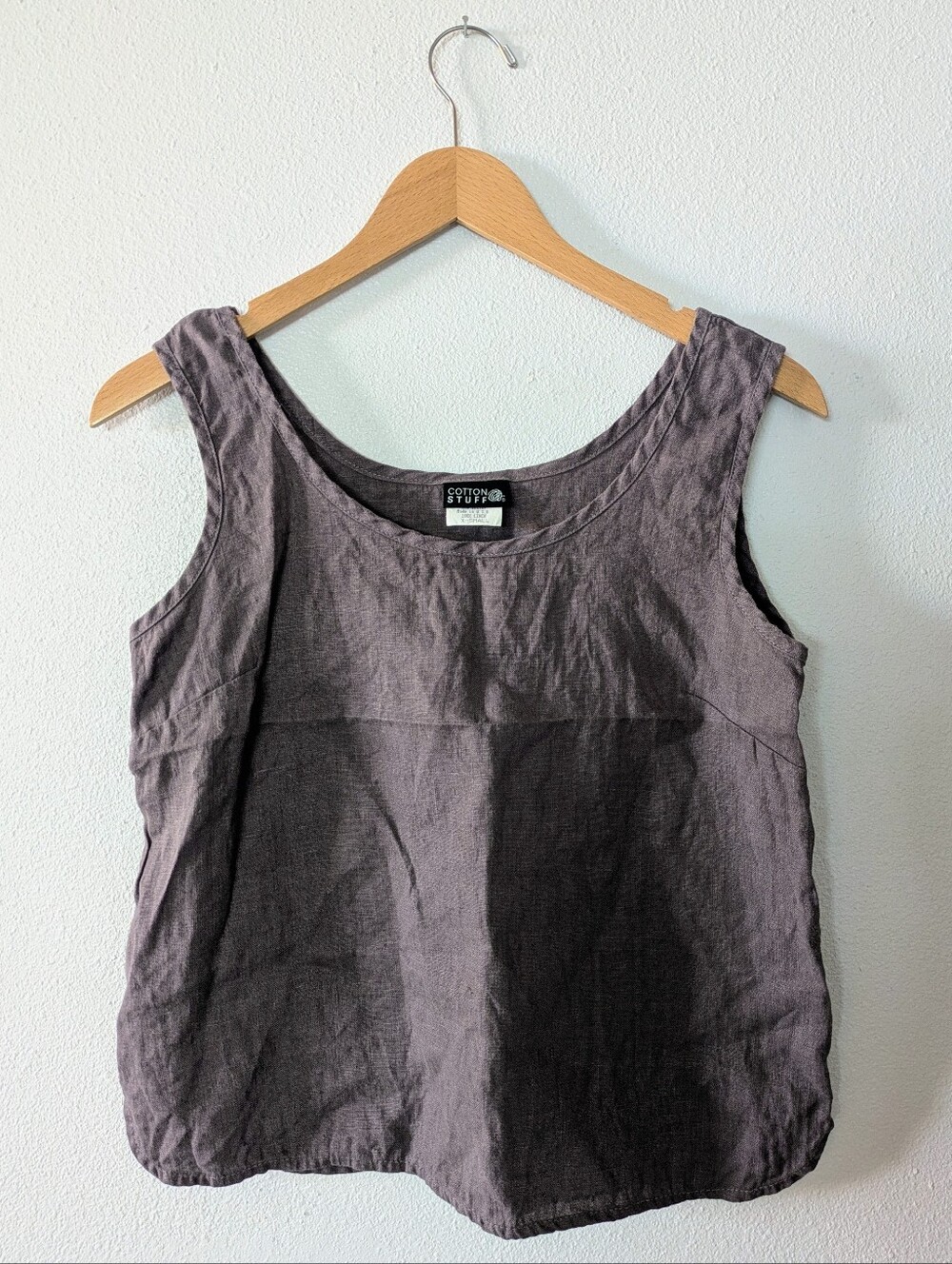 Cotton Stuff 100% Linen Cropped Mauve Purple Tank Top Women's XS